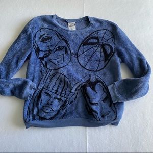 Marvel Graphics Fleece Sweatshirt Blue Marvel Faces Medium Blue Long Sleeve